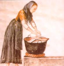チーズを作る女性