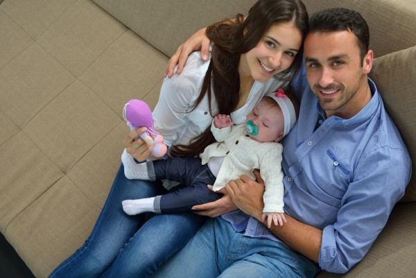 happy young family at home