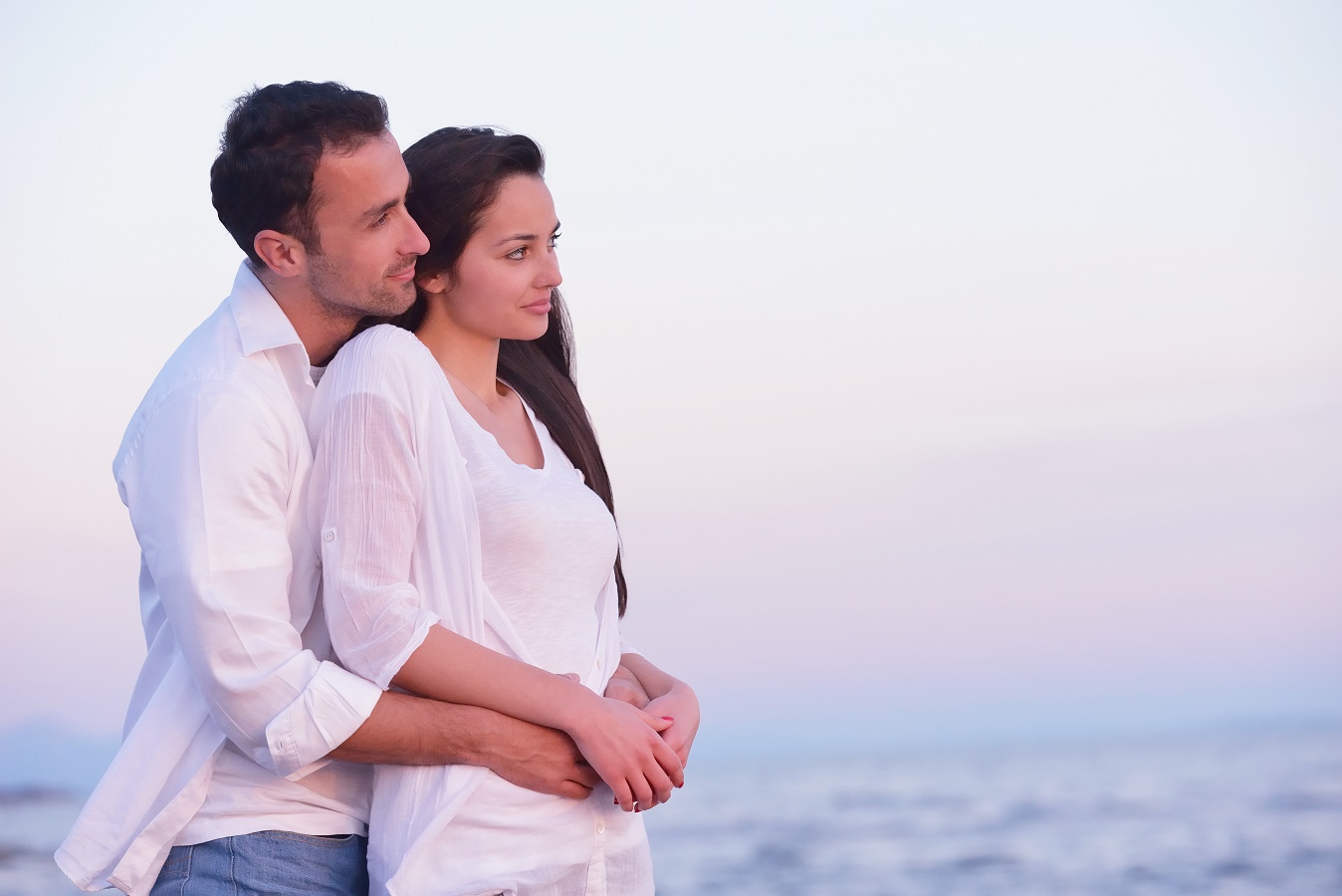 young couple  on beach have fun