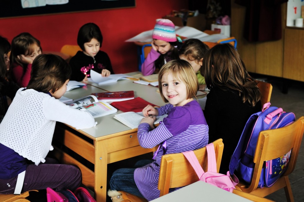 happy children group in school