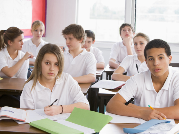 High school students in class