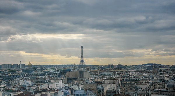 Eiffel tower at horizon in France